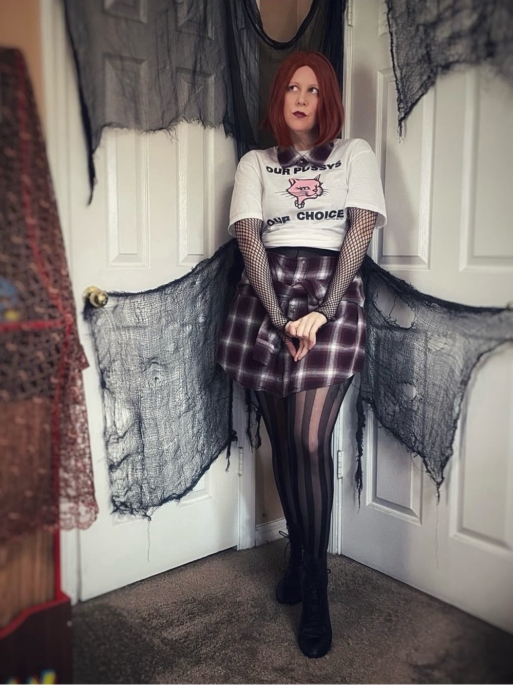 Handmade Upcycled Plaid Grunge Skort Shorts Skirt